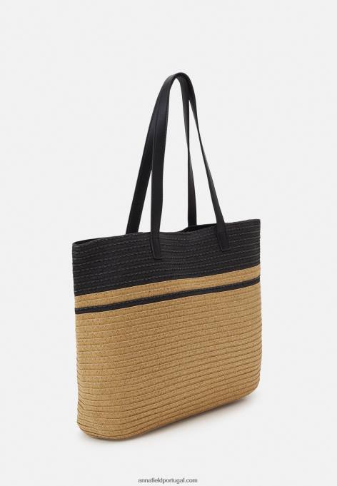mulheres bolsa tote bege/preta F4BZ0D2478 Anna Field