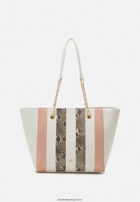 mulheres bolsa tote off white/rosa F4BZ0D2481 Anna Field
