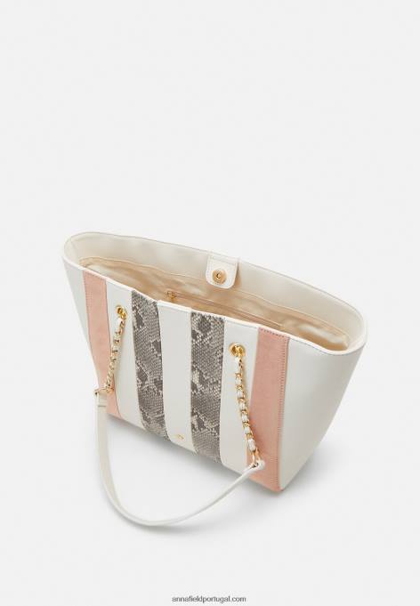 mulheres bolsa tote off white/rosa F4BZ0D2481 Anna Field