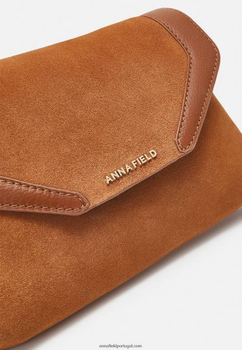 mulheres clutch de couro conhaque F4BZ0D2410 Anna Field