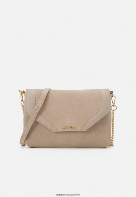 mulheres clutch de couro taupe F4BZ0D2415 Anna Field