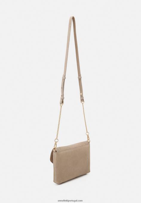 mulheres clutch de couro taupe F4BZ0D2415 Anna Field