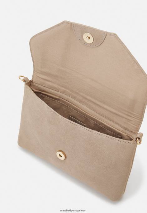 mulheres clutch de couro taupe F4BZ0D2415 Anna Field