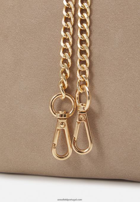 mulheres clutch de couro taupe F4BZ0D2415 Anna Field