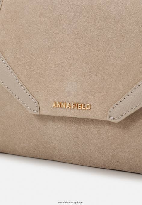 mulheres clutch de couro taupe F4BZ0D2415 Anna Field
