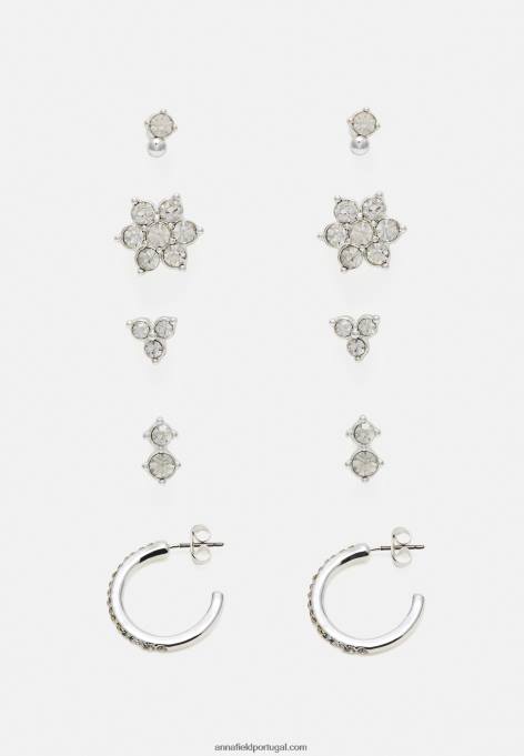 mulheres 5 pack de brincos prateados F4BZ0D2662 Anna Field