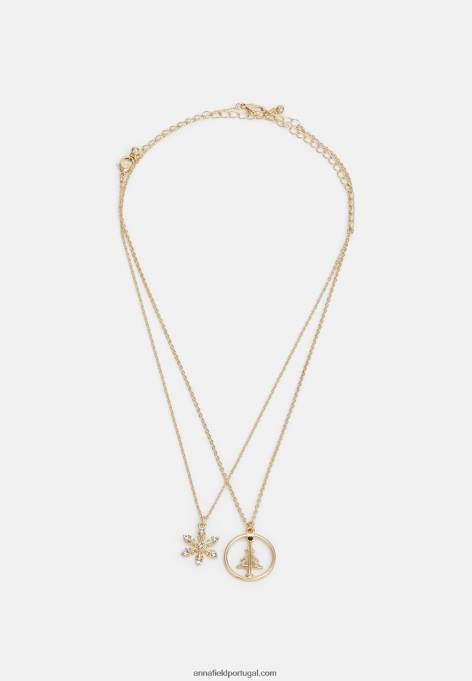 mulheres Pacote com 4 colares dourados F4BZ0D2658 Anna Field