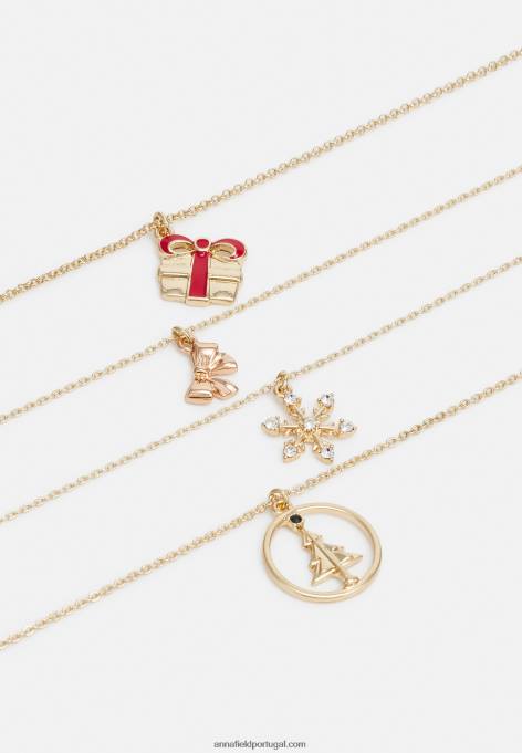 mulheres Pacote com 4 colares dourados F4BZ0D2658 Anna Field