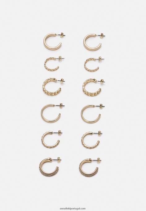 mulheres Pacote com 6 brincos dourados F4BZ0D2661 Anna Field