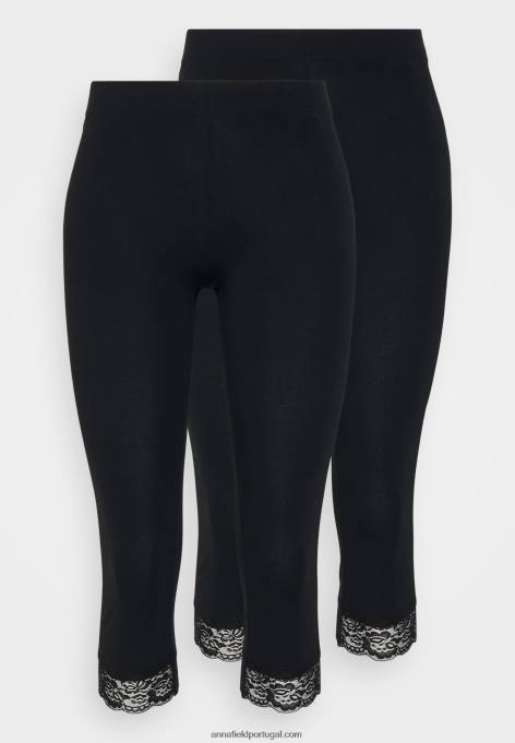 mulheres 2 pack de calças legging pretas F4BZ0D656 Anna Field