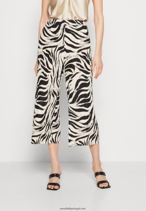 mulheres calças pretas/off-white F4BZ0D622 Anna Field