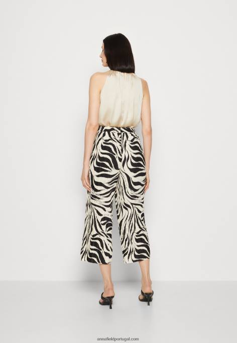 mulheres calças pretas/off-white F4BZ0D622 Anna Field