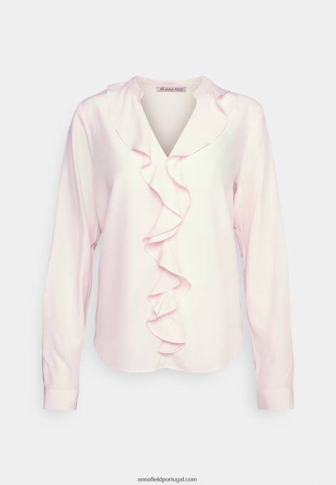 mulheres blusa com frontal volant blusa rosa F4BZ0D684 Anna Field