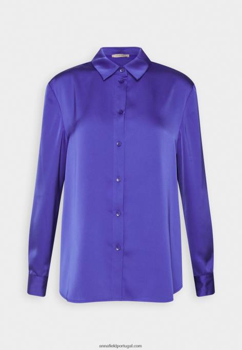 mulheres blusa de botão azul escuro F4BZ0D674 Anna Field