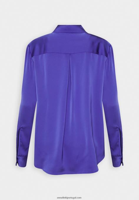mulheres blusa de botão azul escuro F4BZ0D674 Anna Field