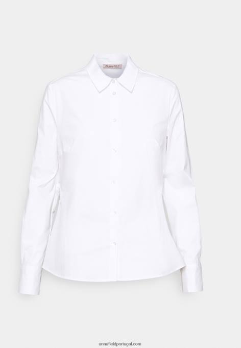 mulheres blusa de botão branca F4BZ0D675 Anna Field