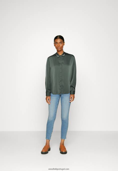 mulheres blusa de botão verde-oliva F4BZ0D681 Anna Field