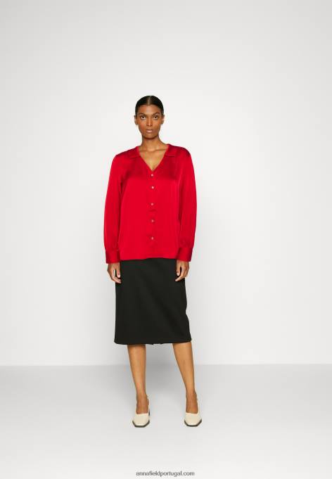 mulheres blusa de botão vermelha F4BZ0D678 Anna Field