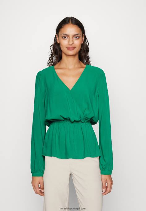 mulheres blusa peplum verde F4BZ0D692 Anna Field