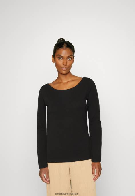 mulheres 2 pack de top de manga comprida azul/preto F4BZ0D592 Anna Field