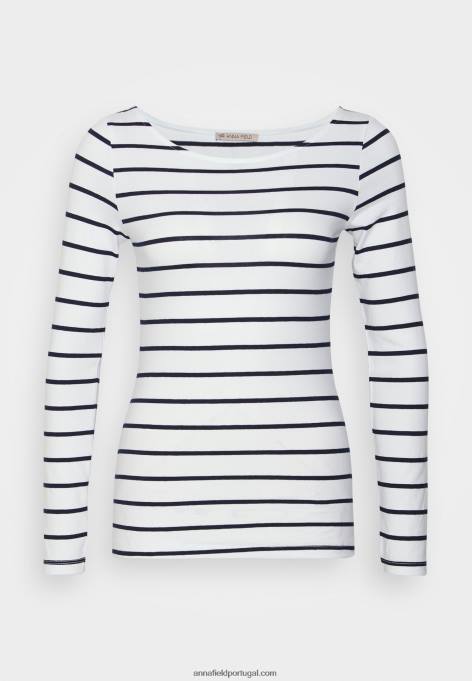mulheres 2 pack de top de manga comprida branco/marinho F4BZ0D587 Anna Field