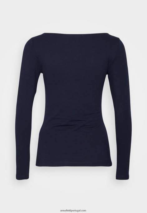 mulheres 2 pack de top de manga comprida branco/marinho F4BZ0D587 Anna Field