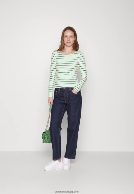 mulheres 2 pack de top de manga comprida branco/verde F4BZ0D562 Anna Field