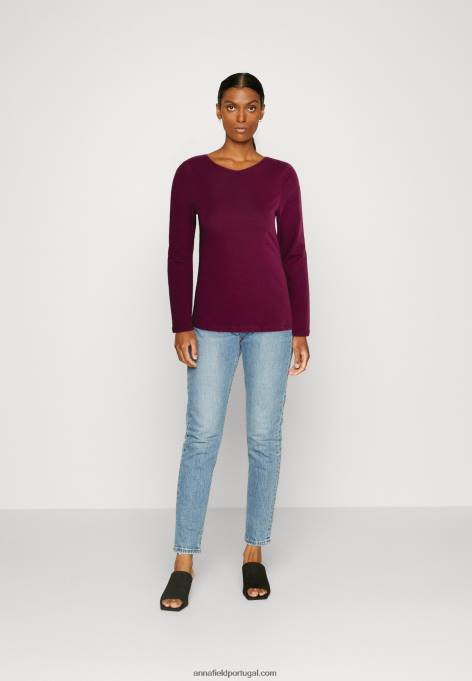 mulheres 2 pack de top de manga comprida vermelho escuro/preto F4BZ0D589 Anna Field