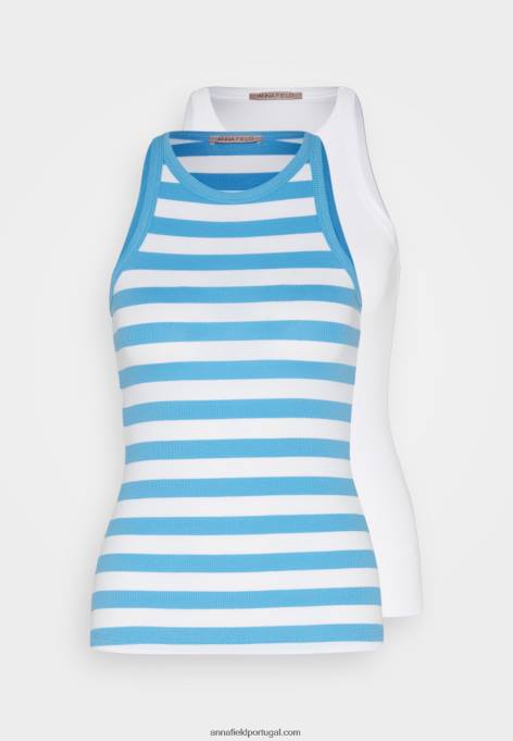mulheres 2 pack top azul/branco/branco F4BZ0D449 Anna Field