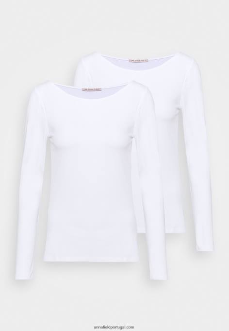 mulheres 2 pack top branco de manga comprida F4BZ0D518 Anna Field