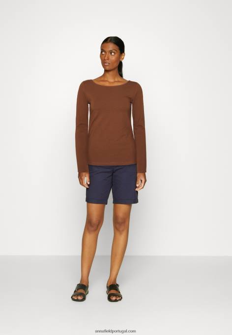 mulheres 2 pacotes de top de manga comprida marrom/branco F4BZ0D584 Anna Field