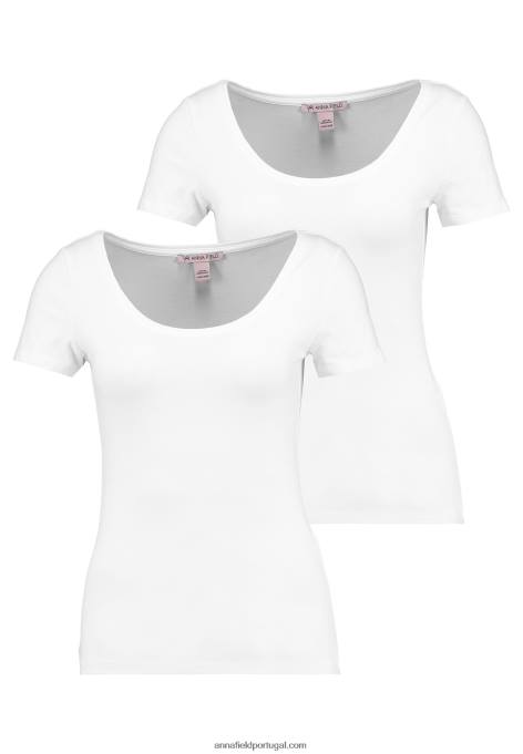 mulheres Pacote com 2 camisetas básicas brancas F4BZ0D306 Anna Field