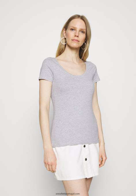 mulheres Pacote com 3 camisetas básicas branco/mosqueado cinza claro/verde claro F4BZ0D342 Anna Field