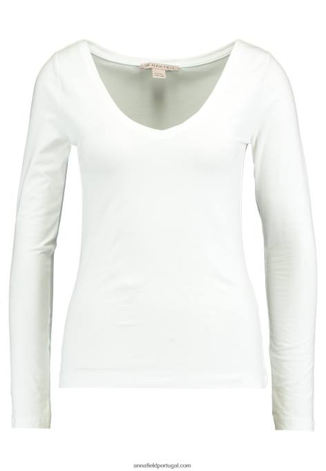 mulheres blusa básica manga longa branca F4BZ0D528 Anna Field
