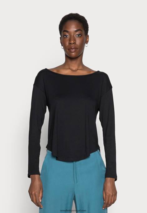 mulheres blusa manga longa básica preta F4BZ0D542 Anna Field