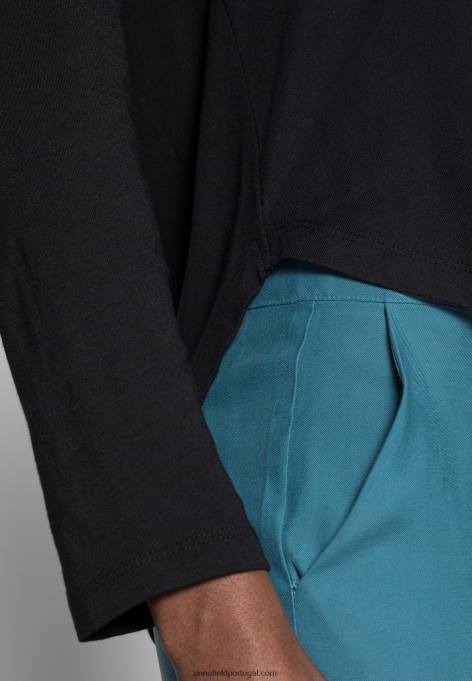 mulheres blusa manga longa básica preta F4BZ0D542 Anna Field