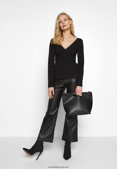 mulheres blusa manga longa preta F4BZ0D516 Anna Field