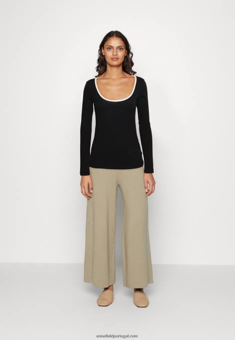 mulheres blusa manga longa preta F4BZ0D520 Anna Field
