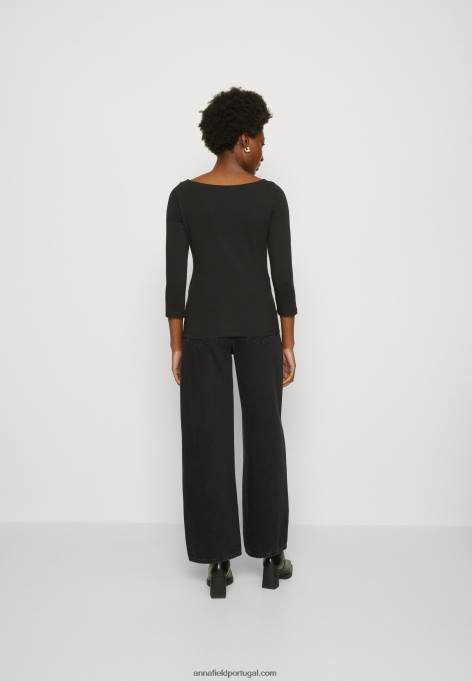 mulheres blusa manga longa preta F4BZ0D537 Anna Field