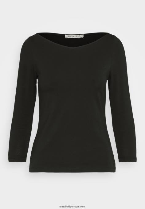 mulheres blusa manga longa preta F4BZ0D537 Anna Field