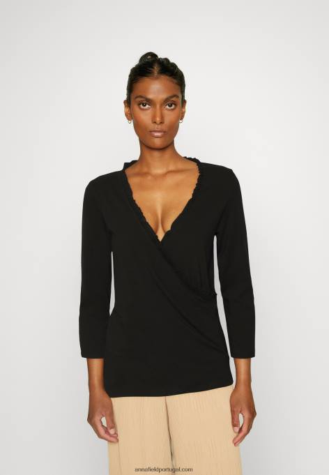 mulheres blusa manga longa preta F4BZ0D541 Anna Field