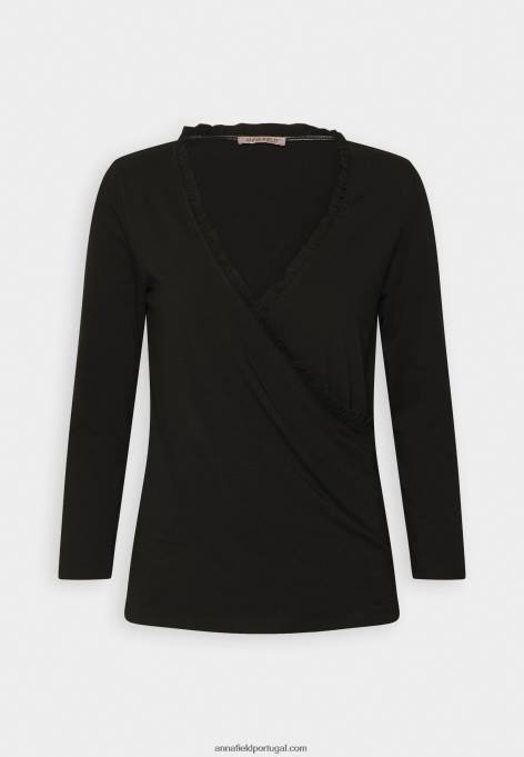 mulheres blusa manga longa preta F4BZ0D541 Anna Field