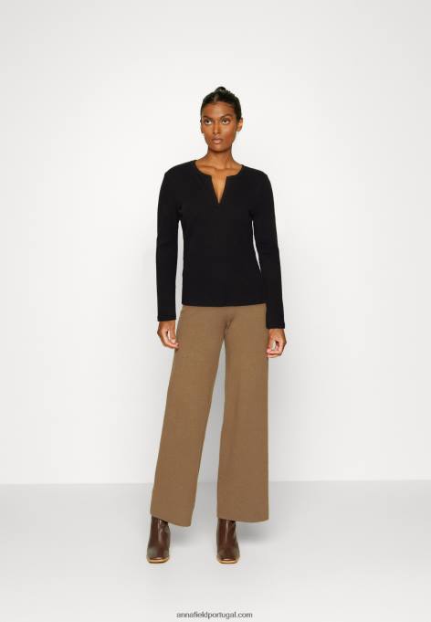 mulheres blusa manga longa preta F4BZ0D547 Anna Field