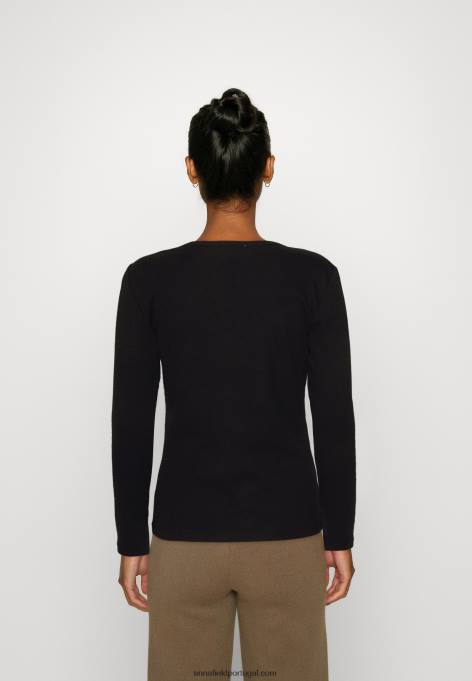 mulheres blusa manga longa preta F4BZ0D547 Anna Field