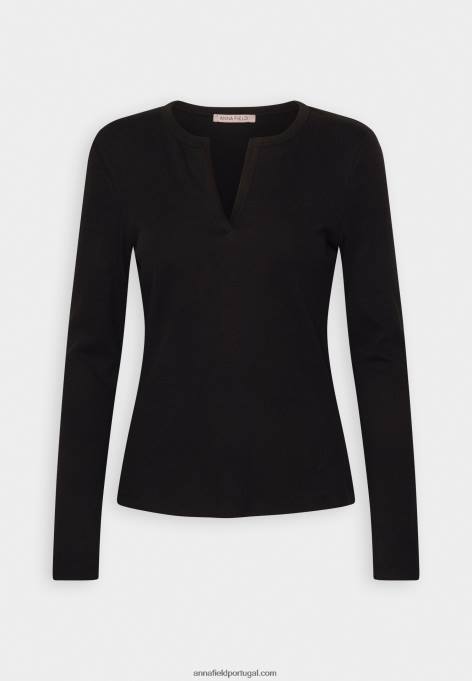 mulheres blusa manga longa preta F4BZ0D547 Anna Field