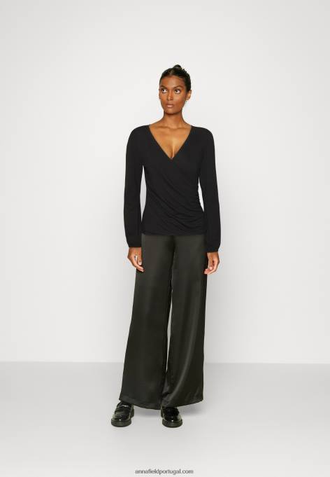 mulheres blusa manga longa preta F4BZ0D554 Anna Field