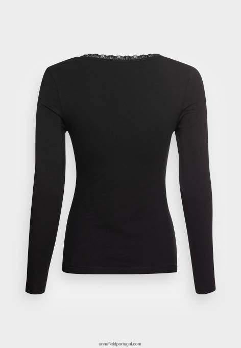 mulheres blusa manga longa preta F4BZ0D557 Anna Field