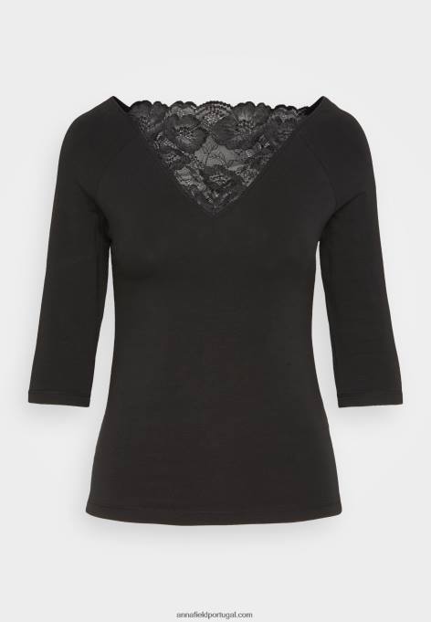 mulheres blusa manga longa preta F4BZ0D564 Anna Field