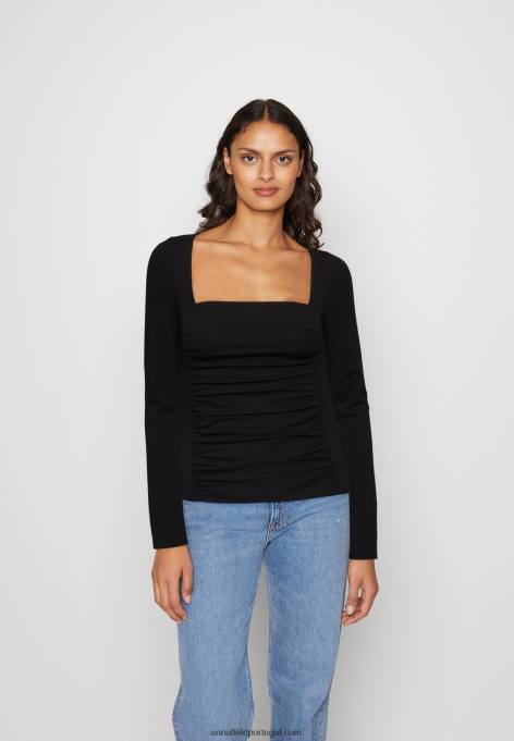 mulheres blusa manga longa preta F4BZ0D568 Anna Field