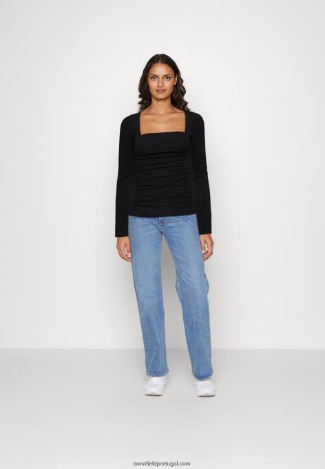 mulheres blusa manga longa preta F4BZ0D568 Anna Field